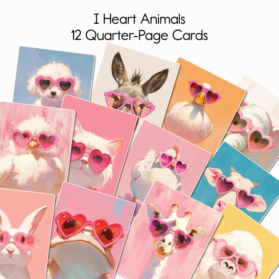 I Heart Animals Quarter Page Cards